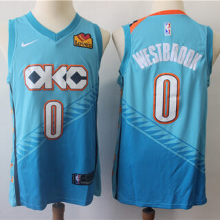Thunder 0 Russell Westbrook Turquoise City Edition Nike Swingman Jersey