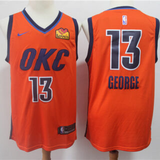 Thunder 13 Paul George Orange 2019 Earned Edition Nike Swingman Jersey
