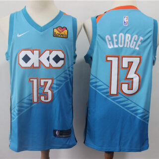 Thunder 13 Paul George Turquoise Light Blue City Edition Nike Swingman Jersey