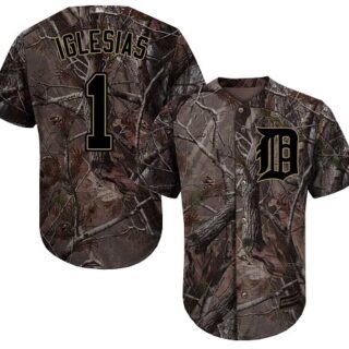 Tigers #1 Jose Iglesias Camo Realtree Collection Cool Base Stitched Baseball Jersey