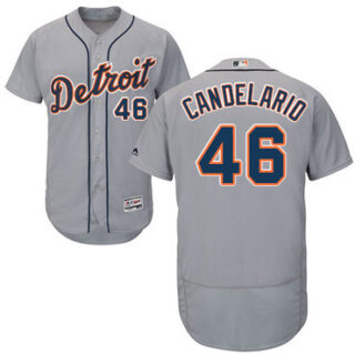Tigers #46 Jeimer Candelario Grey Flexbase Authentic Collection Stitched Baseball Jersey