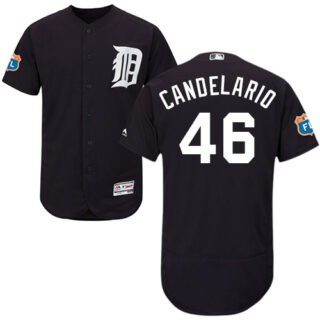 Tigers #46 Jeimer Candelario Navy Blue Flexbase Authentic Collection Stitched Baseball Jersey