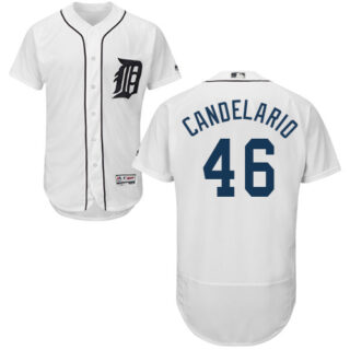 Tigers #46 Jeimer Candelario White Flexbase Authentic Collection Stitched Baseball Jersey