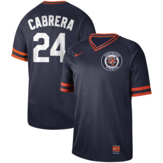Tigers 24 Miguel Cabrera Navy Throwback Jersey