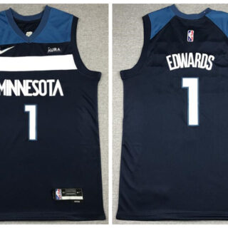 Timberwolves 1 Anthony Edwards Navy Nike Diamond 75th Anniversary City Edition Swingman Jersey