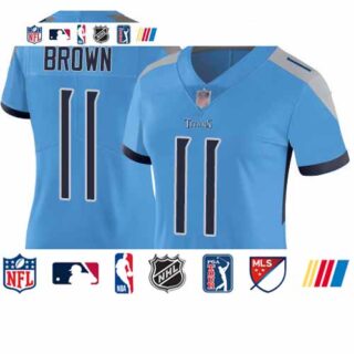 Titans #11 A.J. Brown Light Blue Alternate Women's Stitched Football Vapor Untouchable Limited Jersey