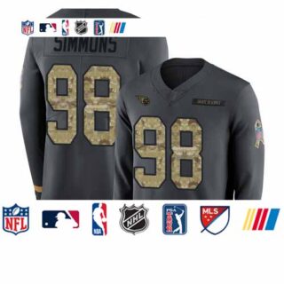 Titans #98 Jeffery Simmons Anthracite Salute to Service Men's Stitched Football Limited Therma Long Sleeve Jersey