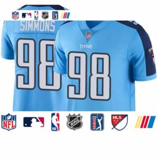 Titans #98 Jeffery Simmons Light Blue Youth Stitched Football Limited Rush Jersey