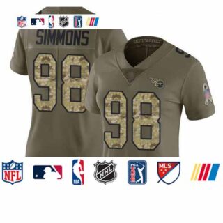 Titans #98 Jeffery Simmons Olive Camo Women's Stitched Football Limited 2017 Salute to Service Jersey