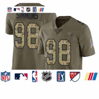 Titans #98 Jeffery Simmons Olive Camo Youth Stitched Football Limited 2017 Salute to Service Jersey