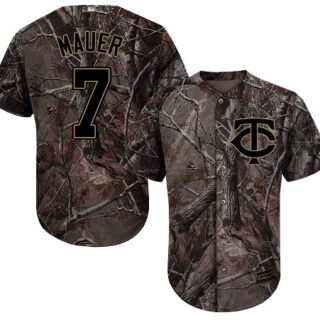 Twins #7 Joe Mauer Camo Realtree Collection Cool Base Stitched Baseball Jersey