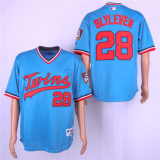 Twins 28 Bert Blyleven Blue Turn Back The Clock Jersey