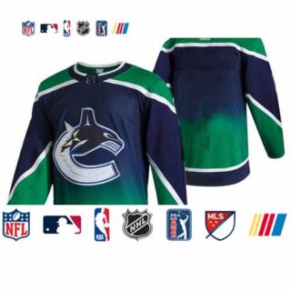 Vancouver Canucks Blank Green Men's Adidas 2020-21 Reverse Retro Alternate NHL Jersey