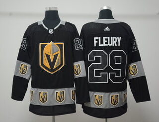 Vegas Golden Knights 29 Marc-Andre Fleury Black Team Logos Fashion Adidas Jersey