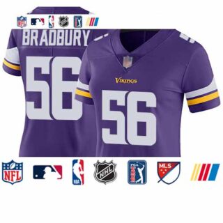 Vikings #56 Garrett Bradbury Purple Team Color Women's Stitched Football Vapor Untouchable Limited Jersey