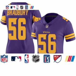 Vikings #56 Garrett Bradbury Purple Women's Stitched Football Limited Rush Jersey
