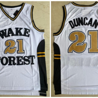 Wake Forest Demon Deacons 21 Tim Duncan White College Basketball Jersey