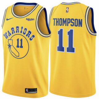 Warriors 11 Klay Thompson Yellow Throwback Nike Swingman Jersey