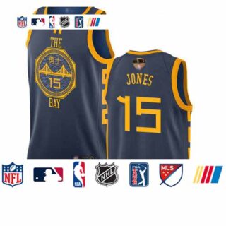 Warriors #15 Damian Jones Navy 2019 Finals Bound Basketball Swingman City Edition 2018 19 Jersey