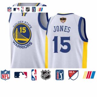 Warriors #15 Damian Jones White 2019 Finals Bound Basketball Swingman Association Edition Jersey