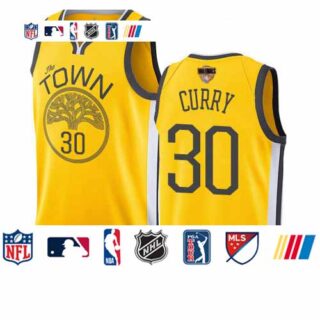Warriors #30 Stephen Curry Gold 2019 Finals Bound Basketball Swingman Earned Edition Jersey