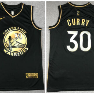 Warriors 30 Stephen Curry Black Gold 2021 Nike Swingman Jersey