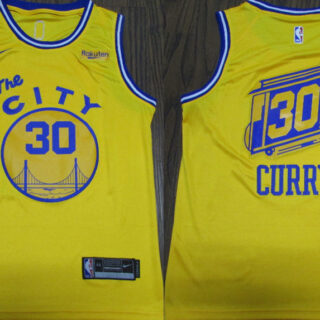 Warriors 30 Stephen Curry Yellow City Edition Nike Authentic Jersey