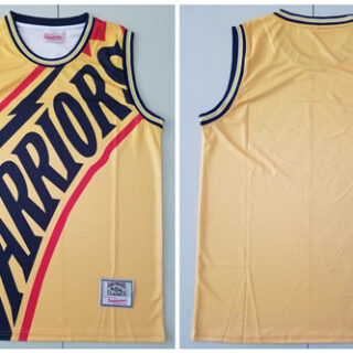 Warriors Big Face Yellow Hardwood Classics Swingman Jersey
