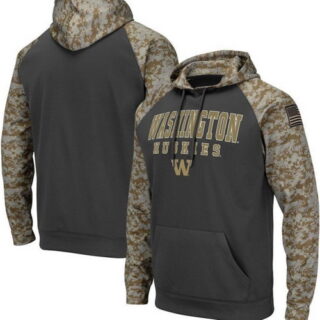 Washington Huskies Gray Camo Men's Pullover Hoodie