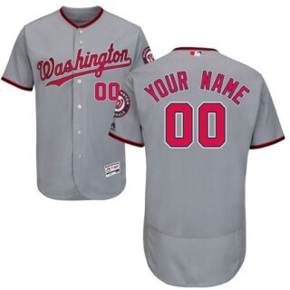 Washington Nationals Gray Men's Customized Flexbase Jersey