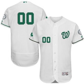 Washington Nationals White St. Patrick's Day Men's Flexbase Customized Jersey
