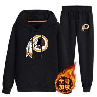 Washington Redskins Black Men's Winter Thicken NFL Pullover Hoodie & Pant