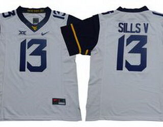 West Virginia Mountaineers 13 David Sills V White Nike College Football Jersey