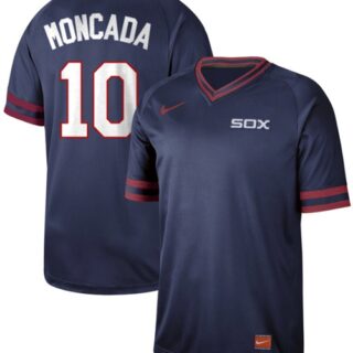 White Sox #10 Yoan Moncada Navy Authentic Cooperstown Collection Stitched Baseball Jerseys