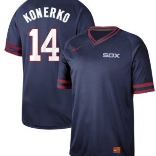 White Sox #14 Paul Konerko Navy Authentic Cooperstown Collection Stitched Baseball Jerseys