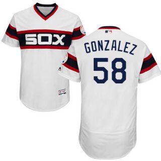 White Sox #58 Miguel Gonzalez White Flexbase Authentic Collection Alternate Home Stitched Baseball Jerseys