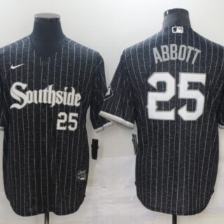 White Sox 25 Jeff Abbott Black 2021 City Connect Cool Base Jersey