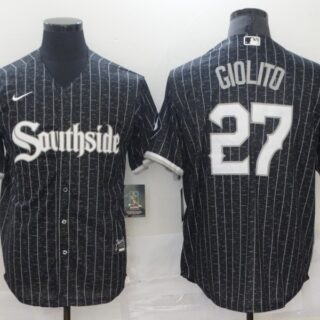 White Sox 27 Lucas Giolito Black 2021 City Connect Cool Base Jersey