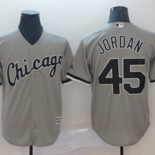 White Sox 45 Michael Jordan Gray Cool Base Jersey