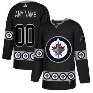 Winnipeg Jets Black Men's Customized Team Logos Fashion Adidas Jersey