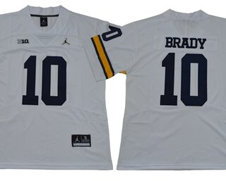 Wolverines #10 Tom Brady White Jordan Brand Limited Stitched NCAA Jersey