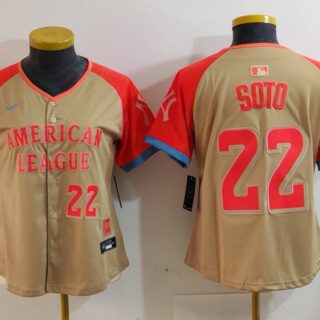 Women's American League #22 Juan Soto Cream 2024 All-Star Limited Stitched Baseball Jersey(Run Small)