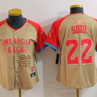 Women's American League #22 Juan Soto Cream 2024 All-Star Limited Stitched Baseball Jersey(Run Small)