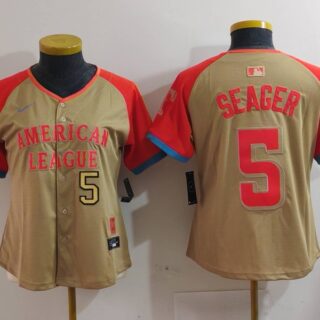 Women's American League #5 Corey Seager Cream 2024 All-Star Limited Stitched Baseball Jersey(Run Small)