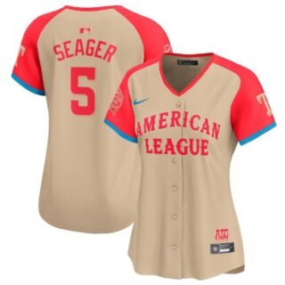 Women's American League #5 Corey Seager Cream 2024 All-Star Limited Stitched Baseball Jersey(Run Small)