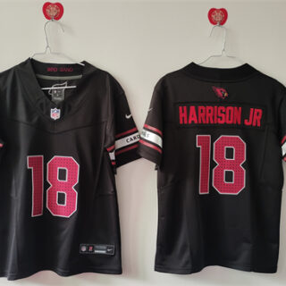 Women's Arizona Cardinals #18 Marvin Harrison Jr Black 2024 F.U.S.E Stitched Jersey(Run Small)