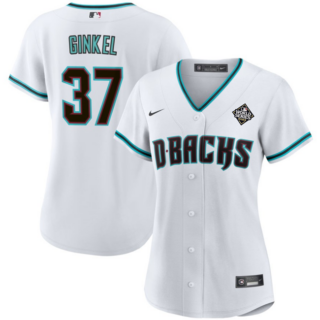 Women's Arizona Diamondbacks #37 Kevin Ginkel White 2023 World Series Stitched Baseball Jersey(Run Small)