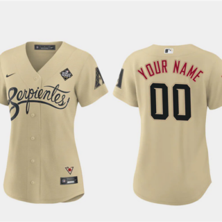 Women's Arizona Diamondbacks Active Player Custom Gold 2023 World Series City Connect Stitched Baseball Jersey(Run Small)