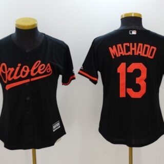 Women's Baltimore Orioles #13 Manny Machado Black Cool Base Stitched Jersey