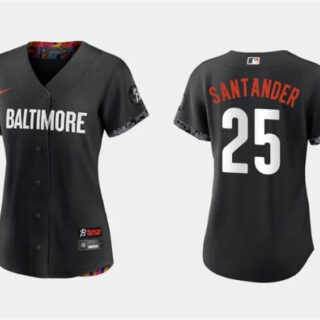 Women's Baltimore Orioles #25 Anthony Santander Black 2023 City Connect Stitched Baseball Jersey(Run Small)